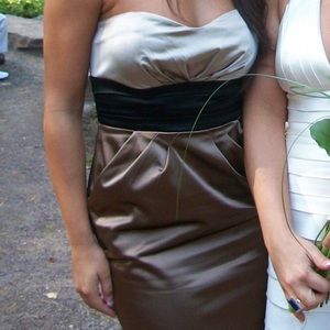 BEBE tri colored short silk cocktail dress- perfect for a wedding guest! Size M